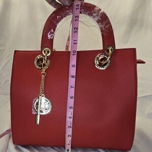Badgley Mischka Red Tote with Gold Accents